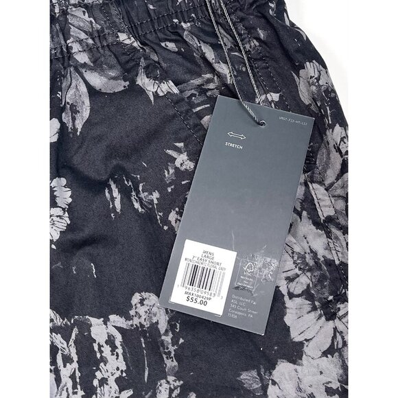 VRST Mens LARGE Monochromatic Floral Grey 7" Easy SHORT Drawstring Waist NWT NEW - Picture 8 of 10